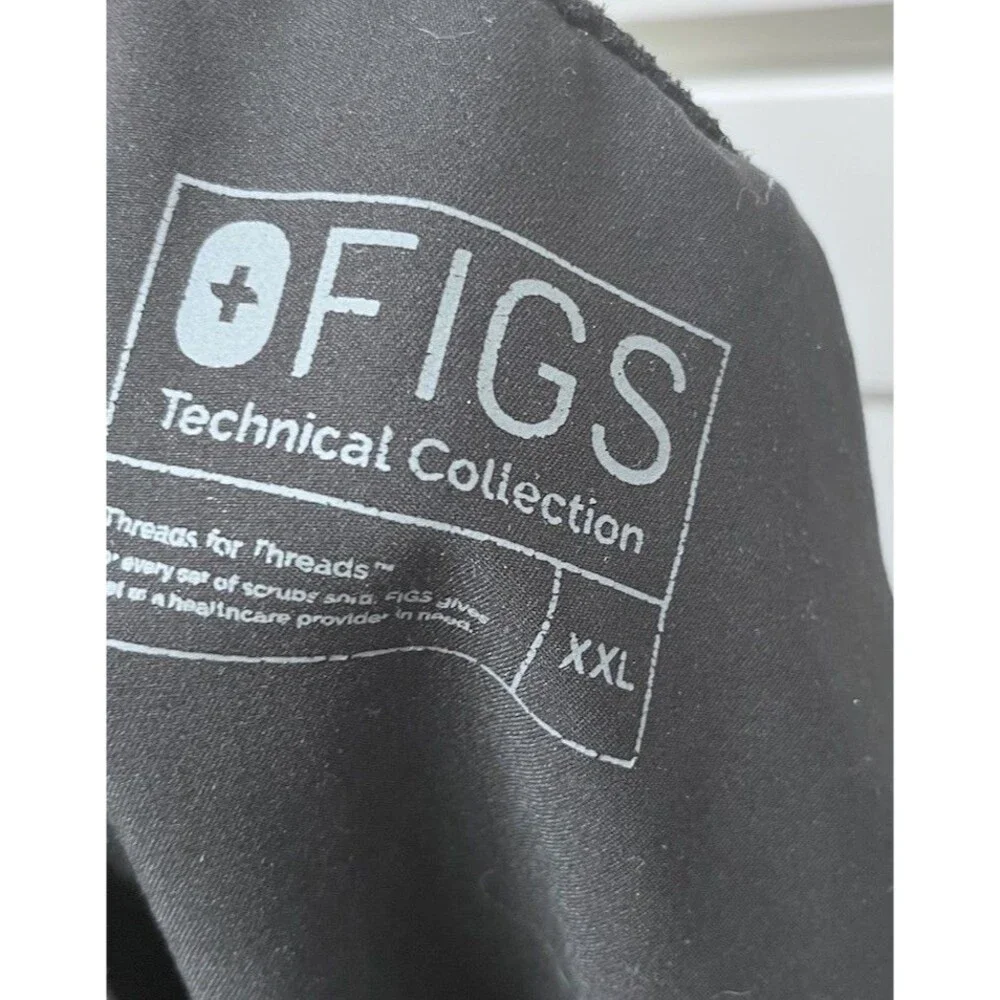 Men's FIGS Technical Collection Black Scrub Pants  Size XXL Drawstring Waist